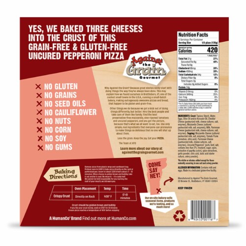 Against the Grain® Gluten Free Original Crust Frozen Pepperoni Pizza Perspective: back