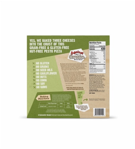Against the Grain Pesto Nut Free Original Crust Frozen Pizza Perspective: back
