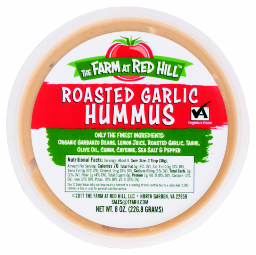 The Farm at Red Hill Roasted Garlic Hummus 8 oz Perspective: back