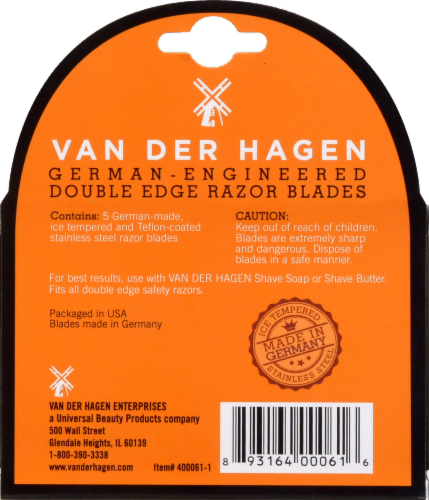 Van Der Hagen Stainless Steel Traditional Safety Razor Blades Perspective: back