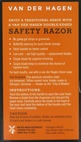 Van Der Hagen Traditional Safety Razor with Razor Blades Perspective: back