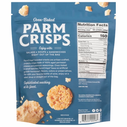 ParmCrisp® Oven-Baked Original Parmesan Crisps Family Size Bag Perspective: back