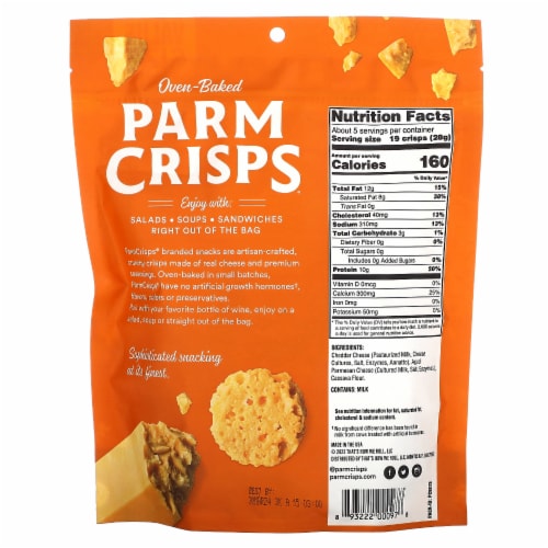 ParmCrisps® Oven Baked Cheddar Parmesan Crisps Snacks Perspective: back