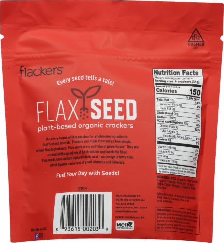 Doctor in the Kitchen Flackers Tomato & Basil Flax Seed Crackers Perspective: back