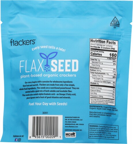Doctor In The Kitchen Flackers® Organic Flax Seed Sea Salt Crackers Perspective: back