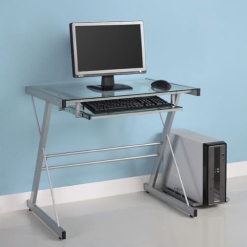 Small glass computer shop desk