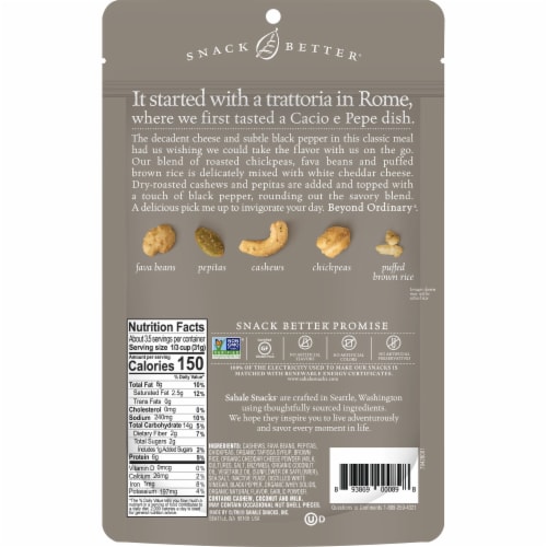 Sahale Snacks White Cheddar Black Pepper Bean + Nut Snack Mix Perspective: back