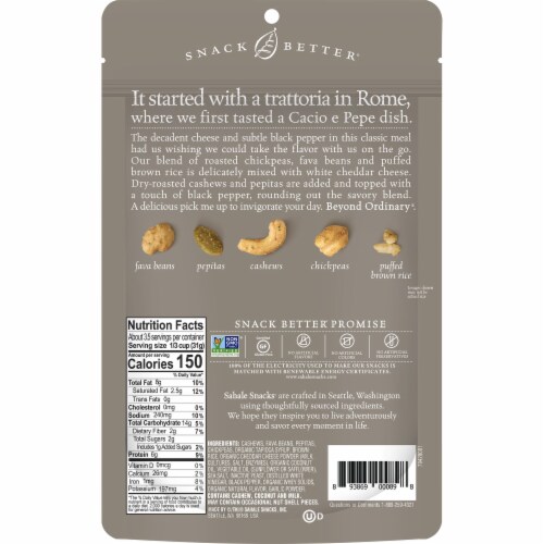 Sahale Snacks White Cheddar Black Pepper Bean + Nut Snack Mix Perspective: back