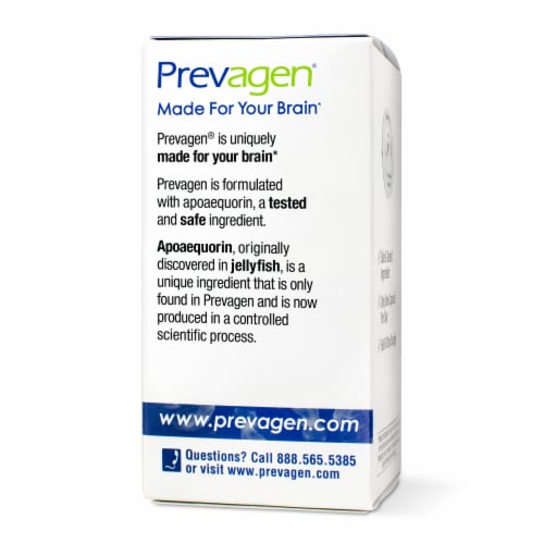 Prevagen® Regular Strength For Your Brain Dietary Supplement Capsules 10mg Apoaequorin Vitamin D Perspective: back