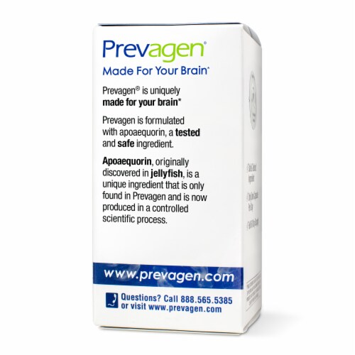 Prevagen® Regular Strength For Your Brain Dietary Supplement Capsules 10mg Apoaequorin Vitamin D Perspective: back