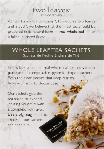 Two Leaves™ Organic Tamayokucha Whole Leaf Green Tea Sachets Perspective: back