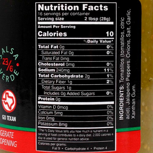 2 Gringos Chupacabra Salsa Verde 16 Oz Tomatillo Jalapenos Garlic Onion Single Perspective: back