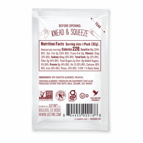 Justin's Classic Almond Butter Squeeze Pack 1.15 oz Perspective: back