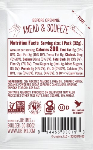 Justin's® Honey Almond Butter Squeeze Pouch Perspective: back