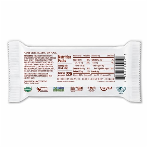 Justin's Organic Dark Chocolate Peanut Butter Cups 1.4 oz Perspective: back