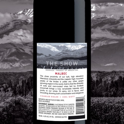 The Show Organic Malbec California Red Wine Perspective: back