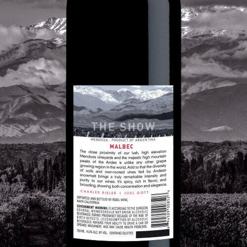 The Show Organic Malbec California Red Wine Perspective: back