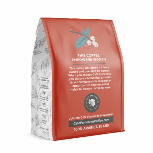 Café Femenino Organic Fair Trade Sumatra Whole Bean Coffee Perspective: back