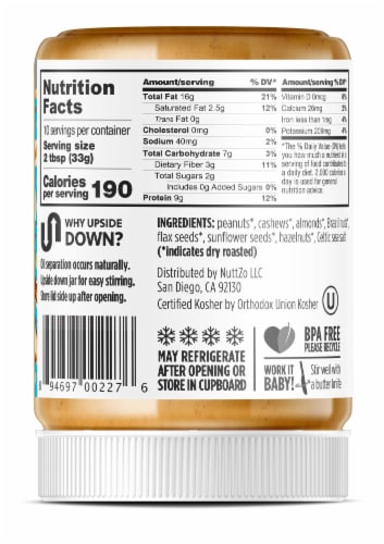 Nuttzo® Peanut Pro Smooth Nut & Seed Butter Perspective: back