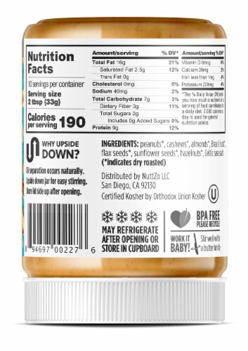 Nuttzo® Peanut Pro Smooth Nut & Seed Butter Perspective: back