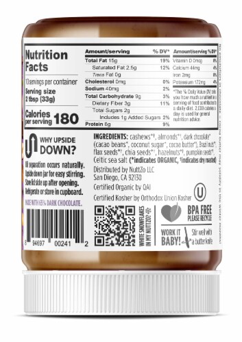 NuttZo Organic Paleo Chocolate Power Fuel 7 Nut & Seed Butter Perspective: back