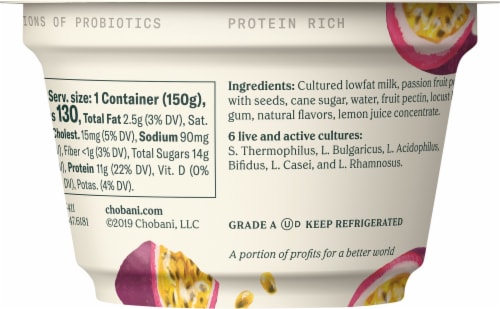 Chobani® Passion Fruit on the Bottom Greek Yogurt Cup Perspective: back