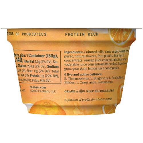 Chobani® Orange & Cream Blended Greek Yogurt Perspective: back