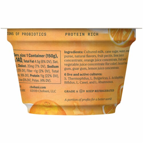 Chobani® Orange & Cream Greek Yogurt Cup Perspective: back
