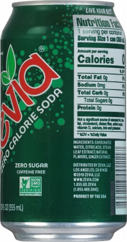 Zevia® Ginger Ale Zero Calorie Soda Cans Perspective: back