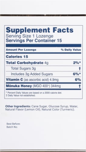 Manuka Health Lemon Manuka Honey Lozenges Perspective: back