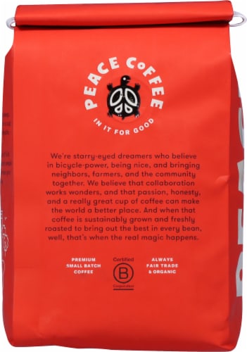 Peace Coffee Morning Glory Light Roast Organic Whole Bean Coffee Perspective: back