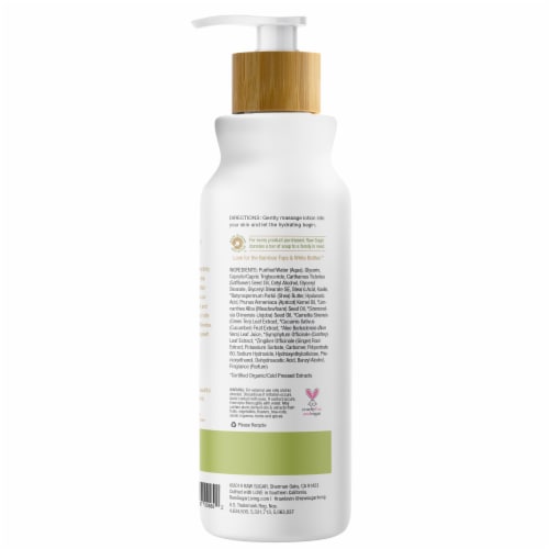 Raw Sugar Living Sensitive Skin Green Tea + Cucumber + Aloe Vera Ultra Nourishing Body Lotion Perspective: back