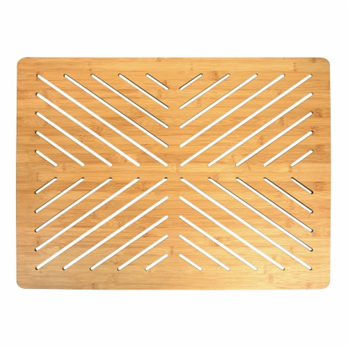 Oceanstar Bamboo Floor and Bath mat with Non-Slip Rubber Feet Perspective: back
