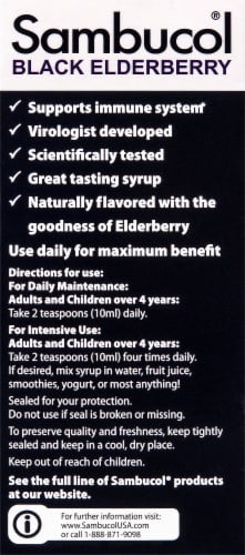 Sambucol® Original Black Elderberry Syrup Perspective: back