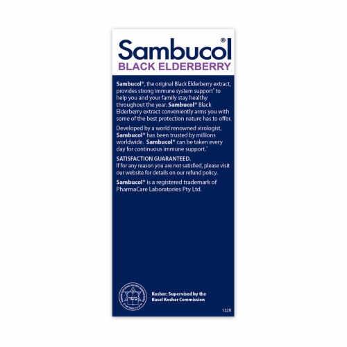 Sambucol® Black Elderberry Liquid Sugar Free Perspective: back