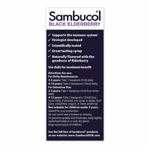 Sambucol® Black Elderberry Kids Syrup Perspective: back