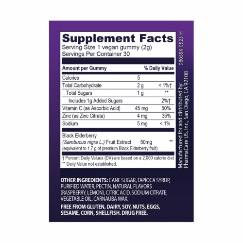 Sambucol® Black Elderberry Gummies Perspective: back
