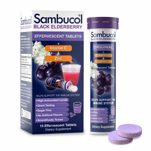 Sambucol® Black Elderberry Effervescent Tablets plus Vitamin C & Zinc Dietary Supplement Perspective: back