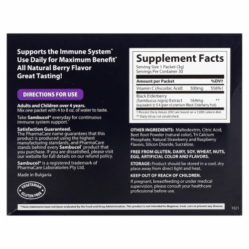 Sambucol® Black Elderberry Immune Drink Powder Perspective: back