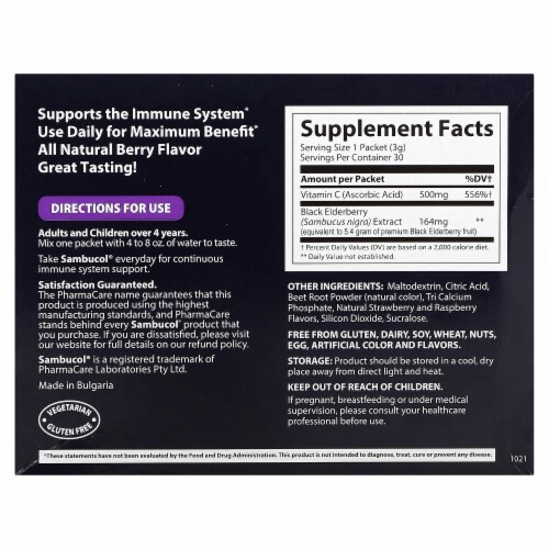 Sambucol® Black Elderberry Immune Drink Powder Perspective: back