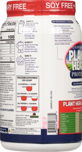 Genceutic Naturals Gluten Free Plant Head Strawberry Protein Powder Perspective: back