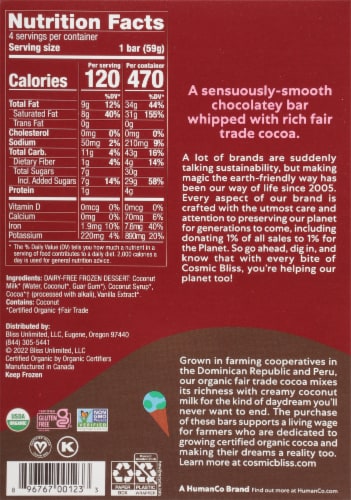 Luna & Larry's Organic Coconut Bliss® Dark Chocolate Frozen Dessert Bars Perspective: back