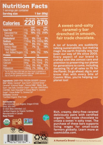 Cosmic Bliss Dairy Free Sea Salt Caramel Swirl Frozen Dessert Bars Perspective: back