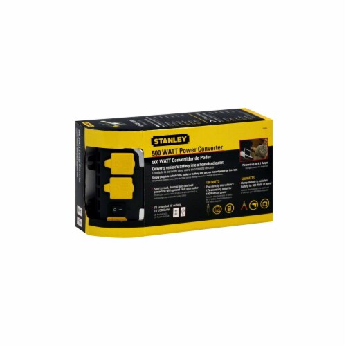 Stanley® 500-Watt Power Inverter with Dual USB Ports - Black/Yellow Perspective: back