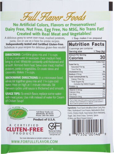 Full Flavor Foods Gluten-Free Chicken Gravy Mix Perspective: back