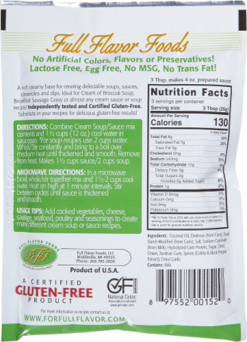 Full Flavor Foods Gluten-Free Cream Sauces and Soup Base Mix Perspective: back