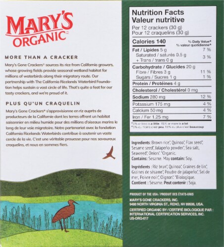 Mary's Gone Crackers™ Jalapeno Crackers Perspective: back