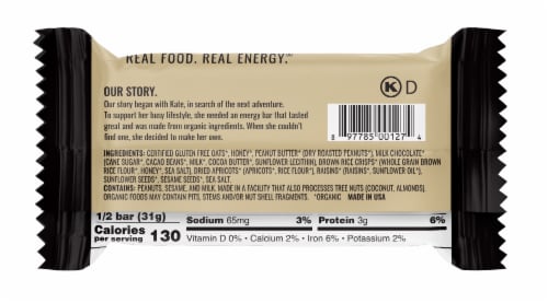 Kate's Real Food Peanut Butter Milk Chocolate Bar Perspective: back