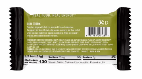 Kate's Real Food Peanut Butter Dark Chocolate Energy bars Perspective: back