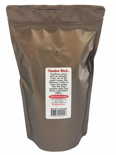 Alaska Artisan Coffee™ Tuntra Mud™ Medium Roast Ground Coffee Perspective: back
